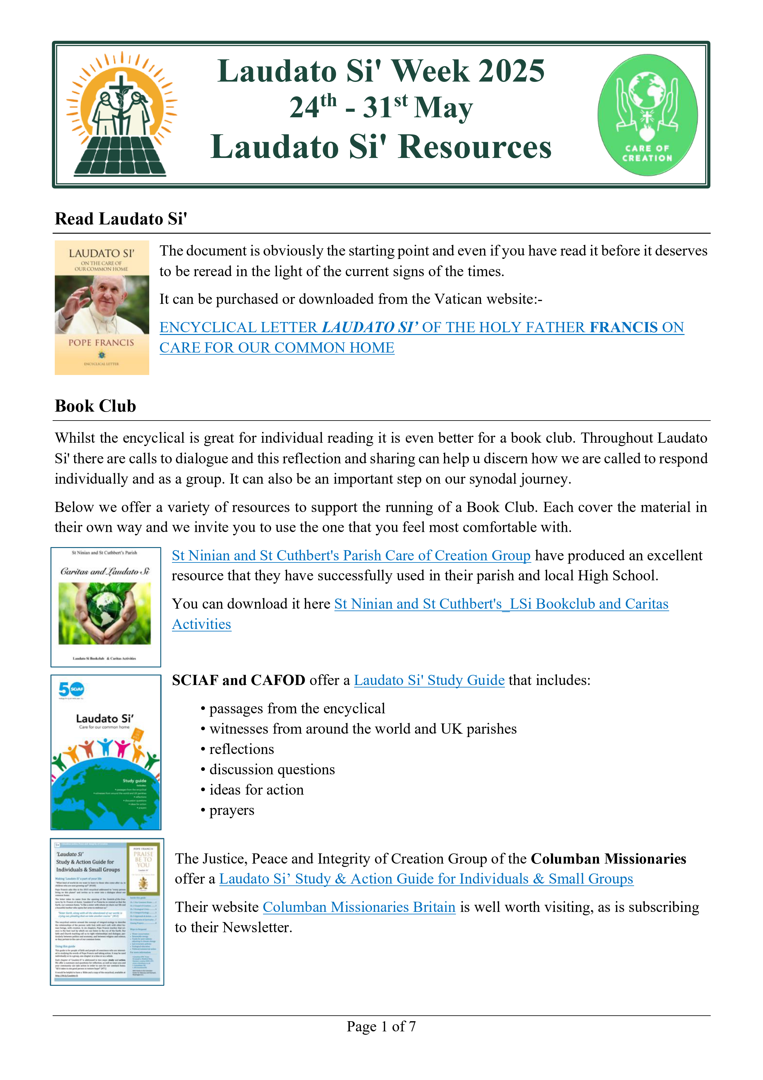 Laudato Si Week 2025 Resources